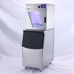 220V Commercial 200kg/250kg/380kg/420kg Vertical Water-cooled Ice Machine, Ice Storage Capacity 150kg