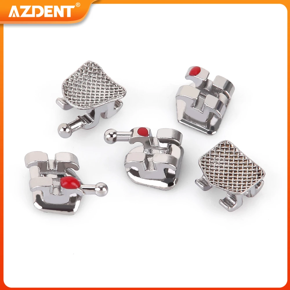 5 Packs Dental Orthodontic Brackets Braces AZDENT Metal Mini Standard Base Roth MBT Edgewise 0.022/0.018 Hooks 3-4-5 20pcs /Pack