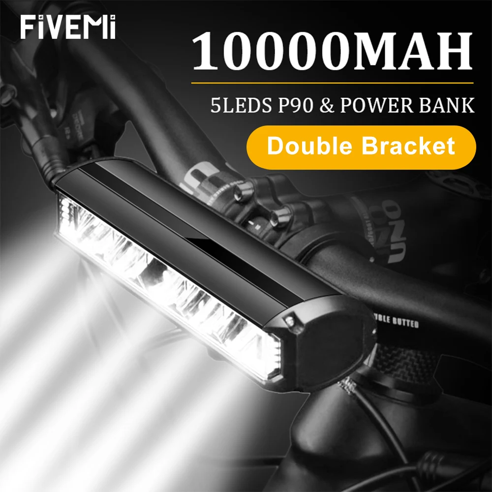 Fivemi Bicycle Light Front 10000mAh Bike Light Power Bank Flashlight USB Charging MTB Road Cycling Lamp Accessories Taillight