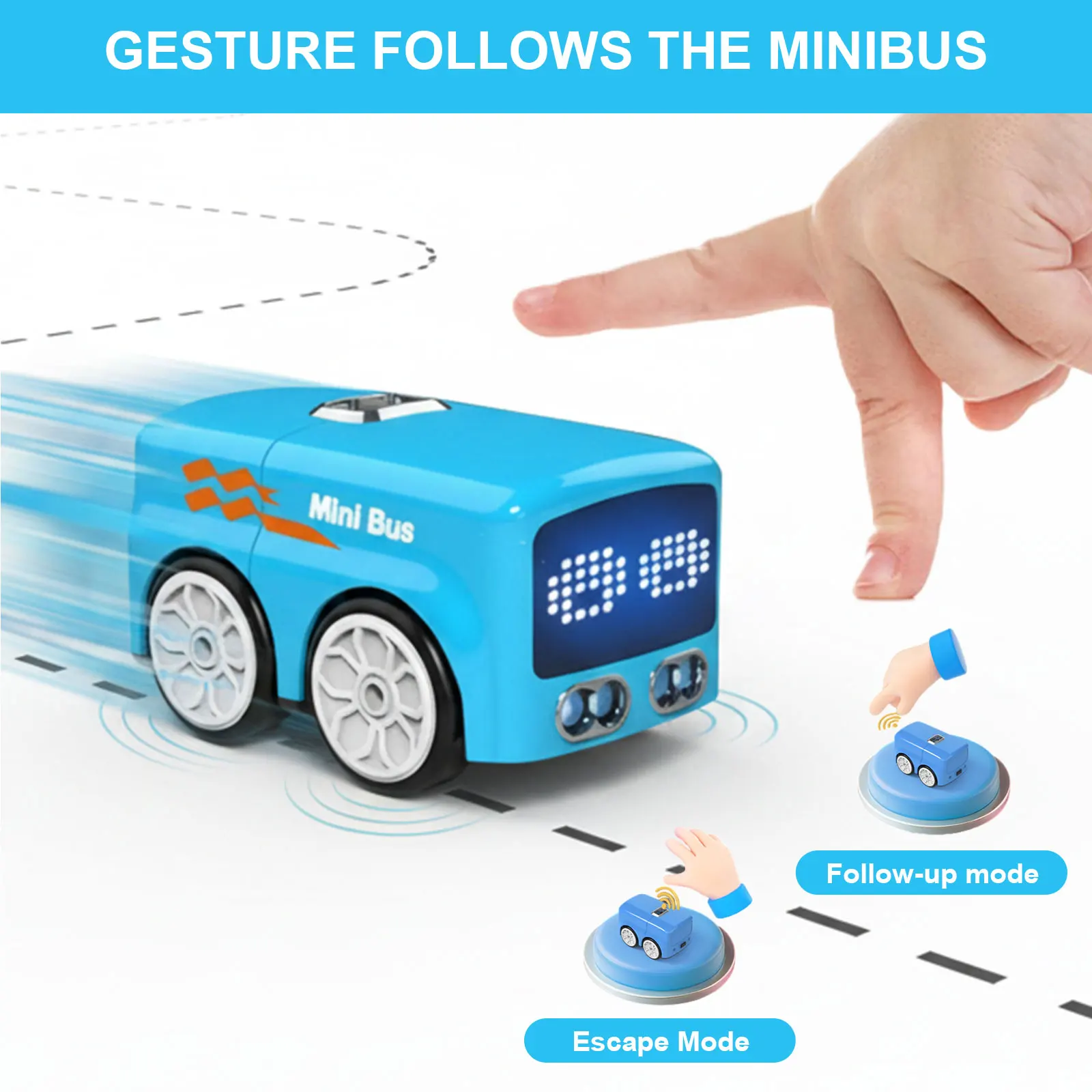 Controle de gesto detecção indução mini ônibus segue linhas pretas desenhadas com futebol magia rc mini ônibus para meninos brinquedos aniversário presentes