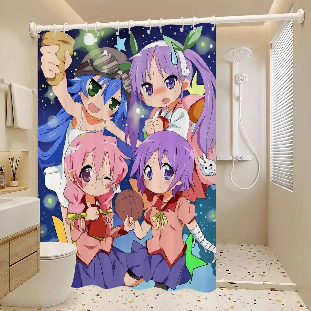 

Популярная аниме милая занавеска для душа из полиэстера с L-образными звездами, водонепроницаемая, устойчивая к ржавчине, втулка, легкий уход, протирание, прочная