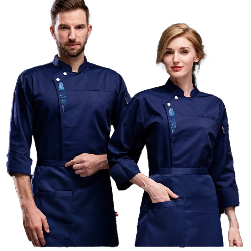 2024 High Quality Embroidery High-End Hotel Kitchen Work Clothes Men Women Long Sleeved Winter Catering Kitchen Baking Uniforms