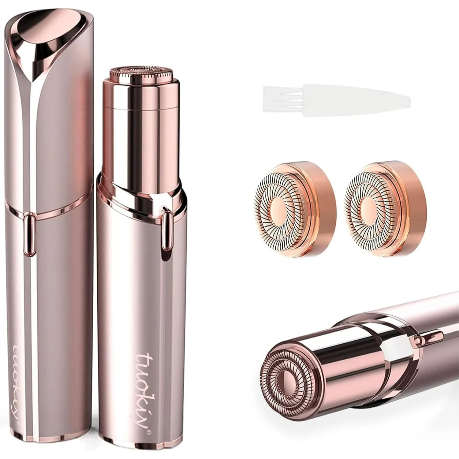 Depiladora Facial para Mujer, Funciona con Batería, con 2 Cabezales de Repuesto, Afeitadora Facial para Vello Fino, Labio Superior y Barbilla, Color Rosa