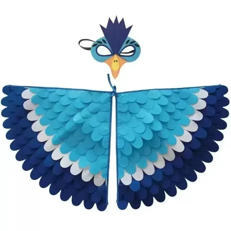 Cloak Cosplay Costume Stage Performance Owl Peacock Wings Bird Felt Cape with Mask for Girls Boys Halloween Party Cloak