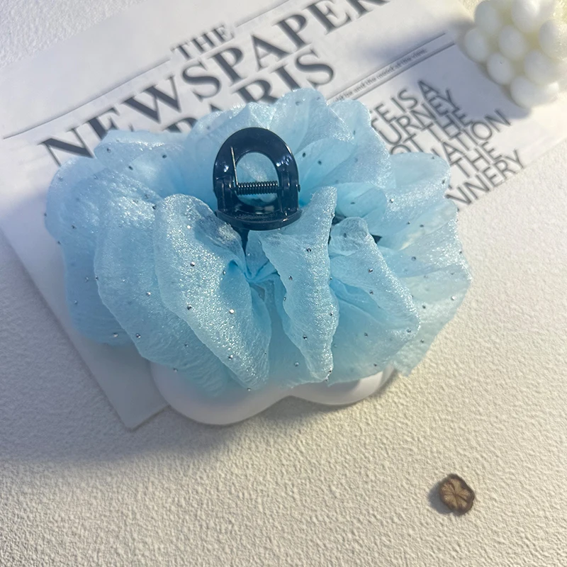 Schwarz-weiße Seersucker-Haarklammer für Damen, elegante Haarklammer für den Alltag, Haarklammer im Haifisch-Design, modische Haarspange für Mädchen, Haar-Accessoires – Detail 7