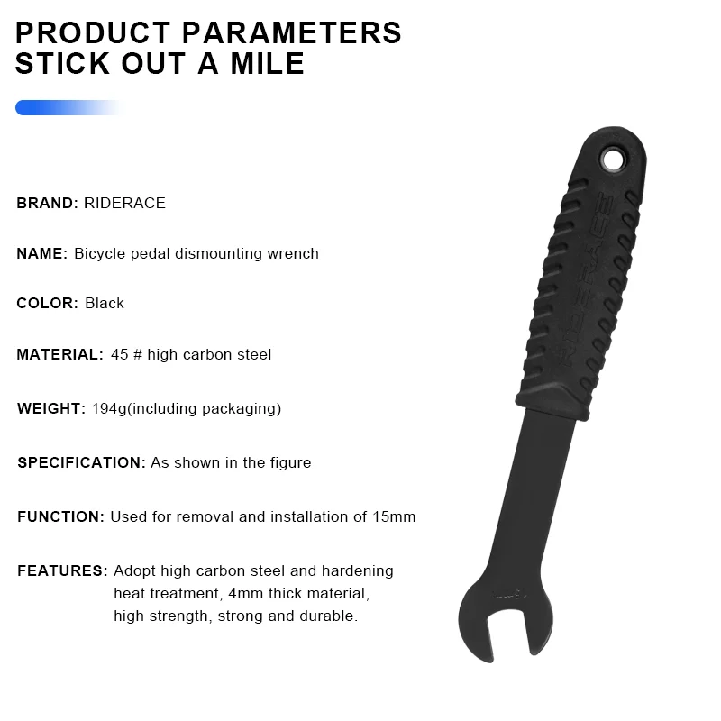Fahrrad Pedal Schlüssel Extra Lange Griff MTB Straße Mountainbike Pedale Installieren Entferner Entfernung Ersetzen Reparatur Werkzeug Spanner 15mm – Detail 12