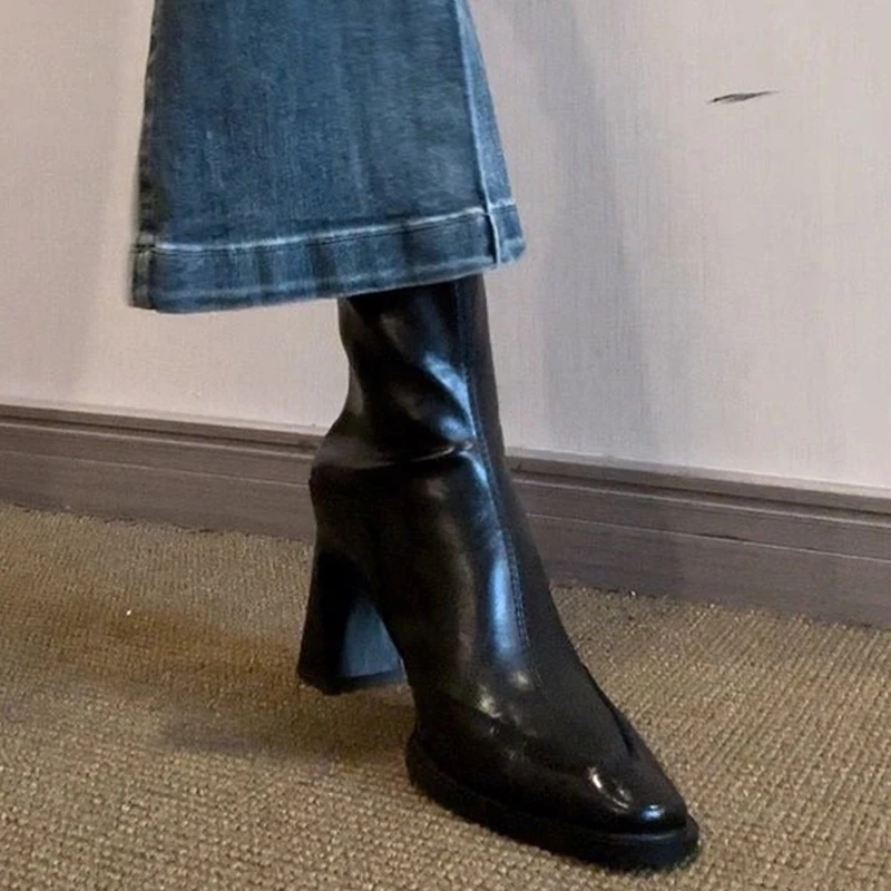 High Heels Women’s Ankle Boots Fashion Chunky Elegant Retro Designer Shoes Winter Dress Woman Botas 2025 New Party Chelsea Boots