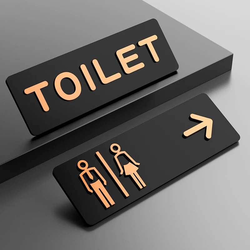 Toilet Signage Men and Women Bathroom Signs WC Public Toilet Guide Hotel To The Left and Right Acrylic Restroom Prompt Sign