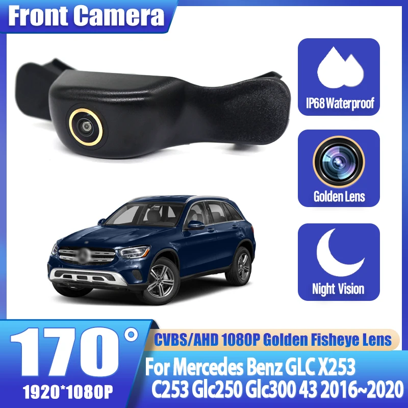 170° Fisheye AHD Car Front View Camera For Mercedes Benz GLC X253 C253 Glc250 Glc300 43 2016~2019 2020 Night Vision Parking LOGO