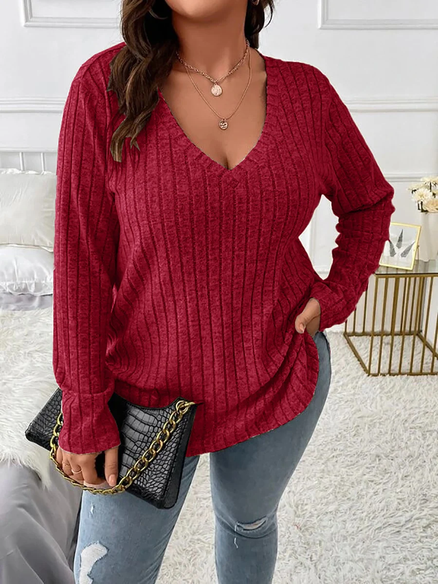 

VOLEEMI Long Sleeve Shirts for 2024 Autumn and Winter Tunic Tops for Women Loose Fit Dressy Crew Neck Pullover Basic Sweaters