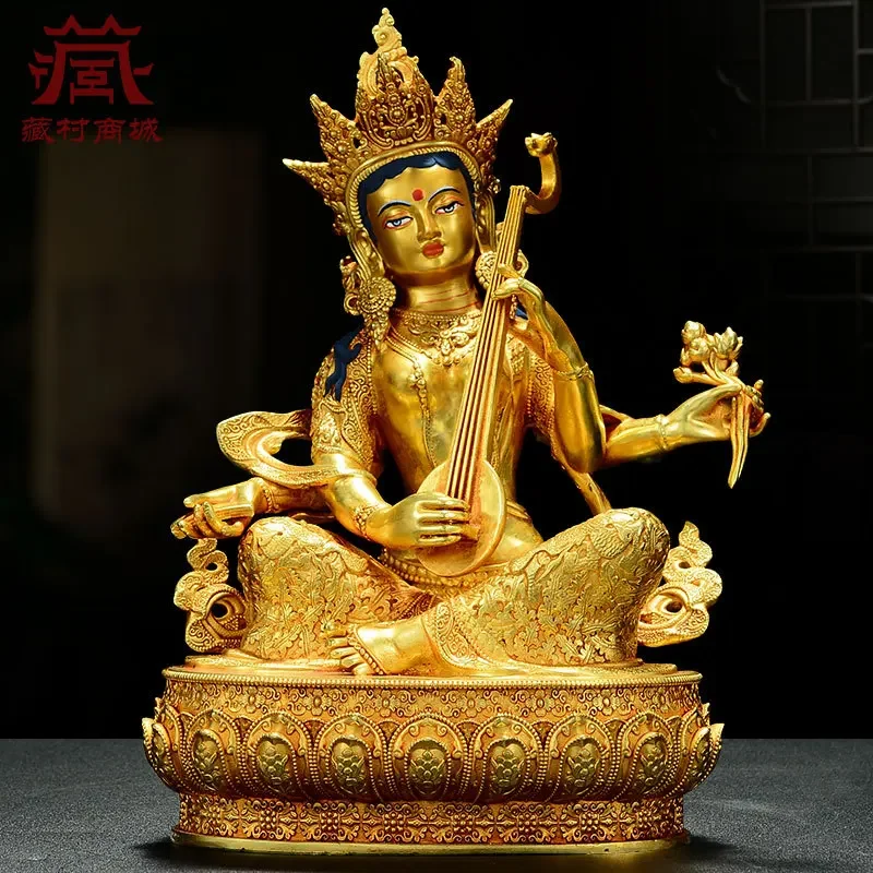 Exquisite Copper gilt Hand-carving Sarasvati buddha statue sculpture Large size 29cm,21cm,15cm