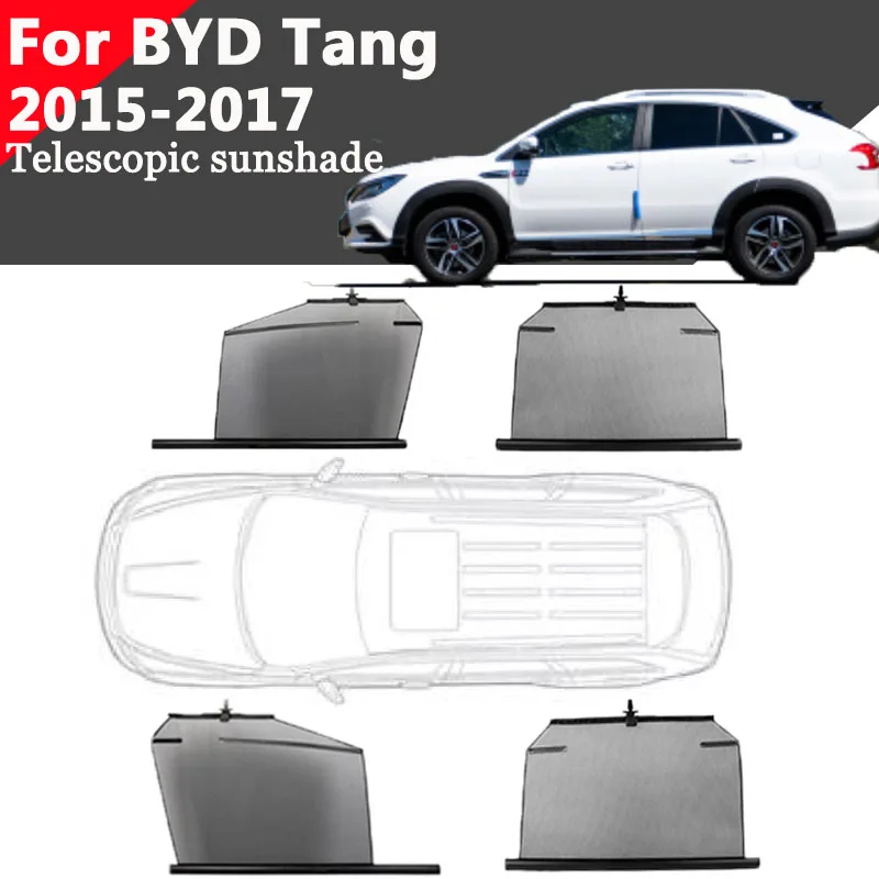 For BYD Tang 2015-2017 Car Telescopic Sunshade Side Window Curtain Sun UV Protection Retractable Visor Auto Accessory