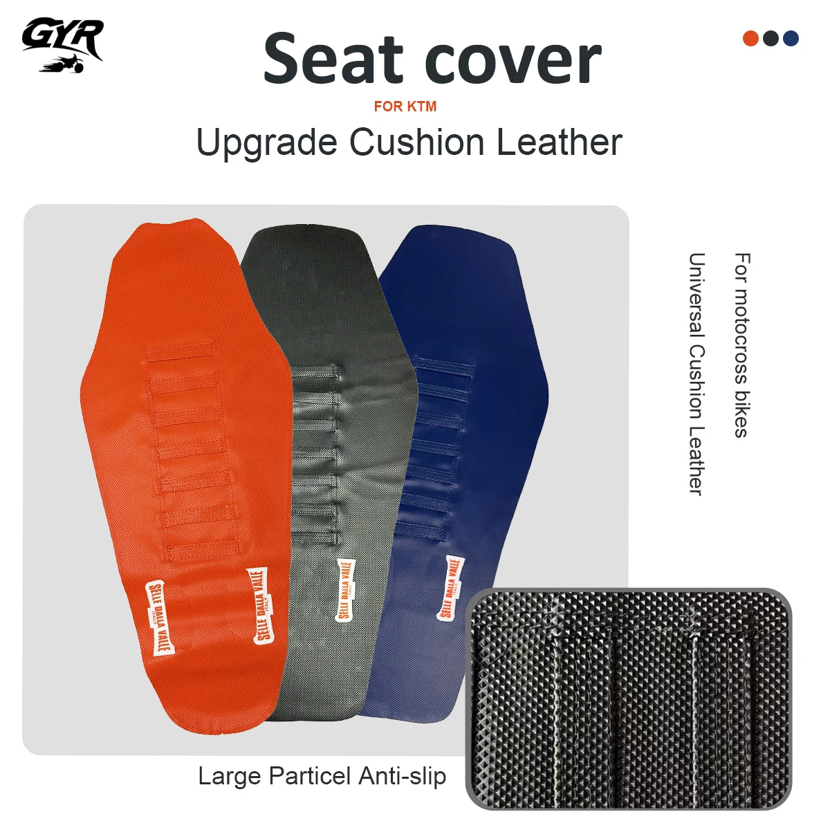 For KTM Motorcycle Pro Ribbed Rubber Artificial leather Gripper Soft Seat Cover  Dirt Bike Off Road SXF ECX-F KEWS kayo STN image 2