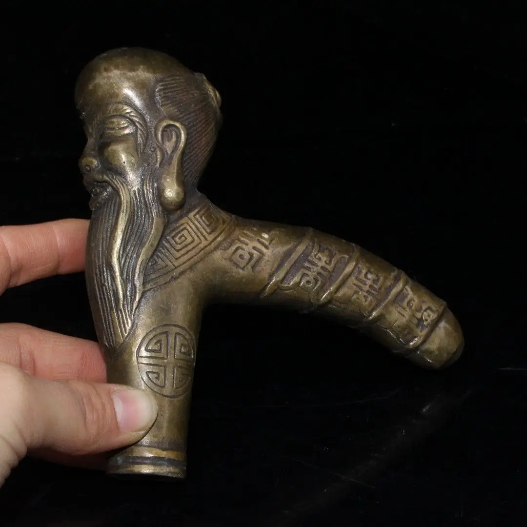 Longevity Grandpa  Head Walking Stick Head handle Statue