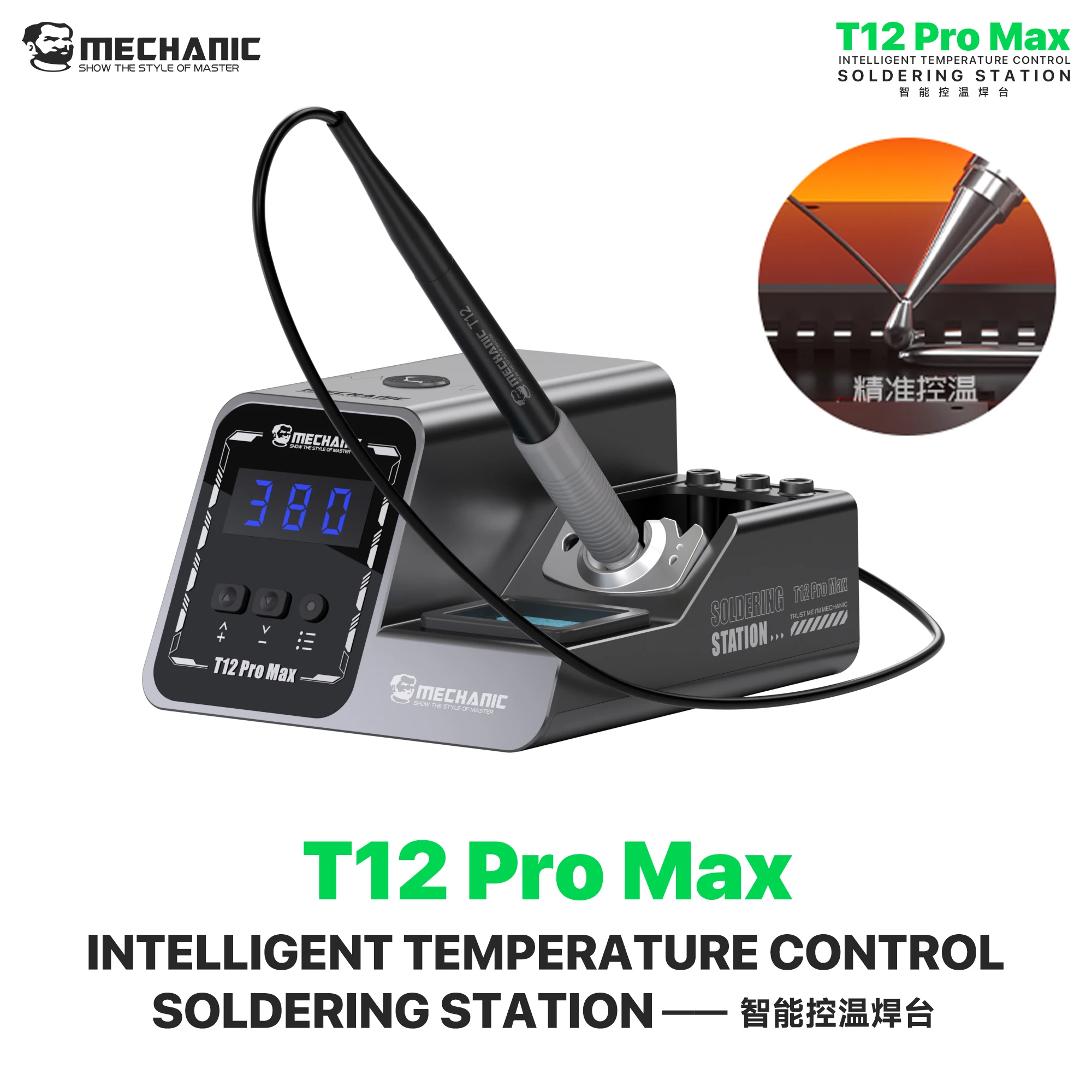 mechanic-t12-pro-max-intelligent-soldering-station-140-450°c-fast-heating-t12-handle-auto-sleep-for-phone-motherboard-repair