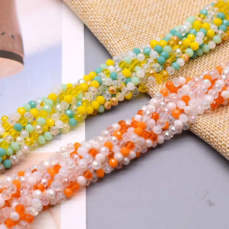 New Bright Color 4mm Crystal Rondell Faceted Crystal Glass Beads Beach Loose Spacer Beads for Jewelry Making DIY Necklace