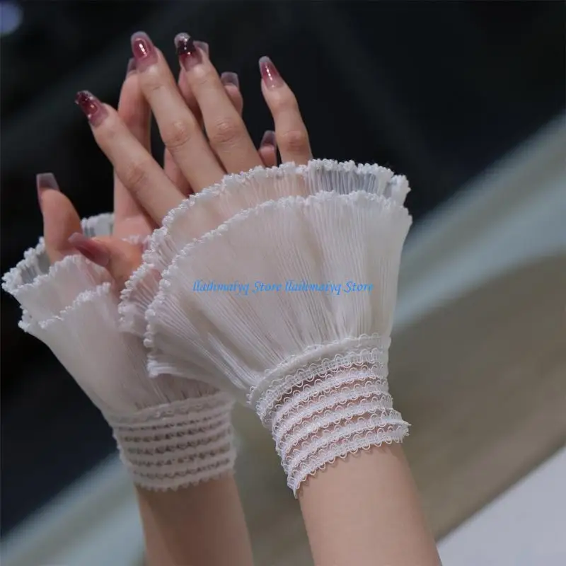 573B Fashionable Elastic Bracelet Wrist Cuff With Layered Frills Costume Accessory For Easy Wear And Quick Outfit Changes