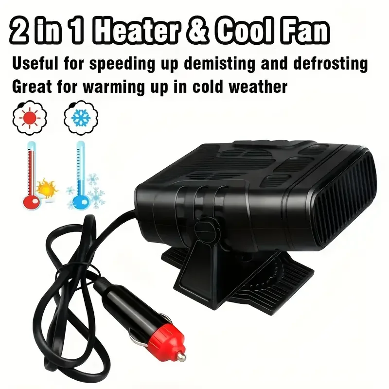 Electric Car Heater Air Cooler Fan 12V Portable Demister Defroster Heating Fan Dryer Windshield Defogging Accessroies