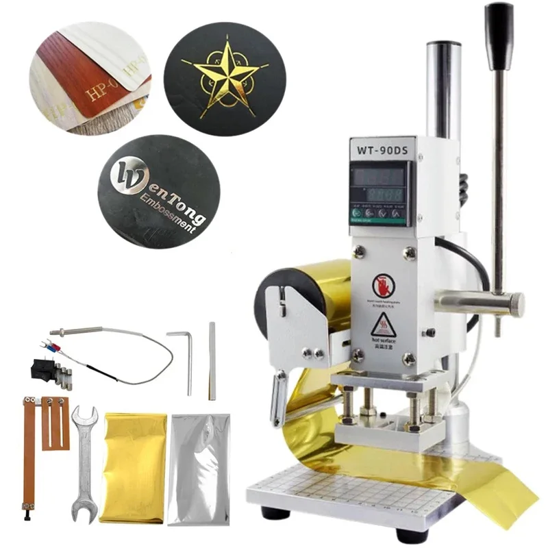 professional golden leather logo embossed foil hot stamping machine  letter stamping