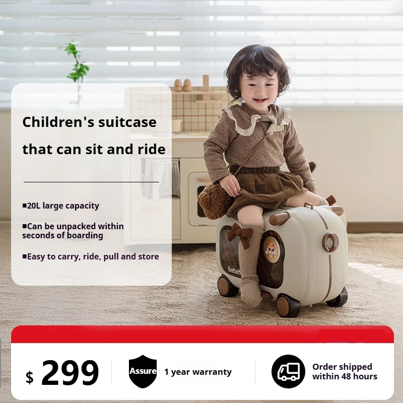 Children's riding luggage trolley 2-in-1 trolley suitcase