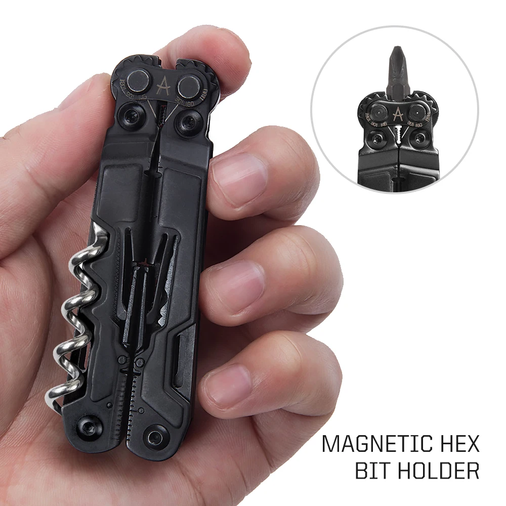 SOG PowerLitre Multiutensile 19 in 1 con pinza pieghevole, mini utensili manuali tascabili, attrezzatura di sopravvivenza EDC compatta per il campeggio all'aperto