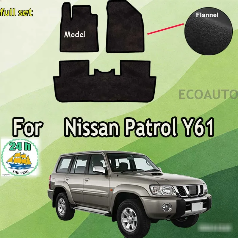 

Flannel Car Floor Mat For Nissan Patrol Y61 Safari 1998~2014 LWB Rugs Panel Footpads Carpet Cover Anti-slip Foot Pads