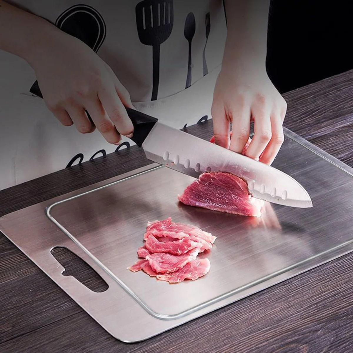 

Cutting Boards for Kitchen, Brushed Cutting Board Stainless Steel Cutting Board, Premium Double-Sided Chopping Boards
