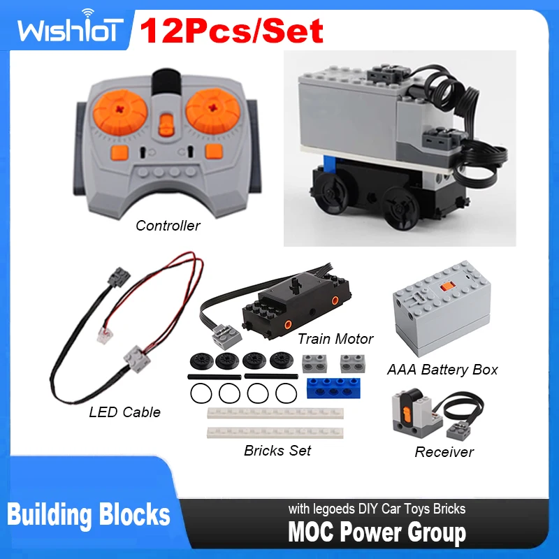 High-Tech MOC Train Motor Set Bricks Kit IR Speed Remote Control AAA Battery Box Building Blocks 88002 88000 Power Functions