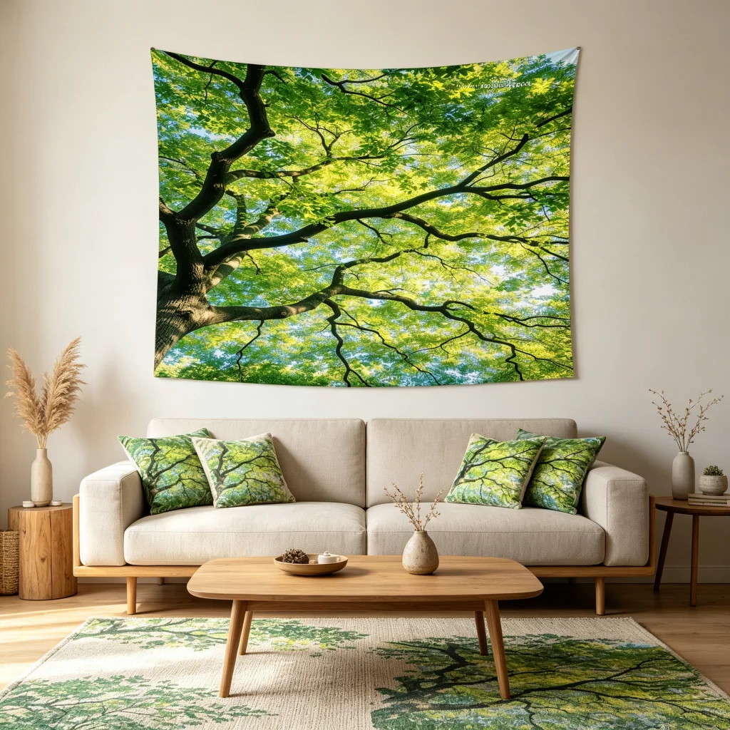 1PC Big Tree Up View Art Print Backdrop Banner, Bedroom Living Room Photo Background, Polyester, Home Decor, Wall Art