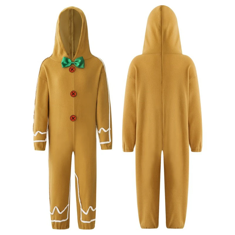 

Unisex Niño Christmas Cookie New Year Holiday Jumpsuit With Hood Gingerbread Man Onesie Niños Costume 2026