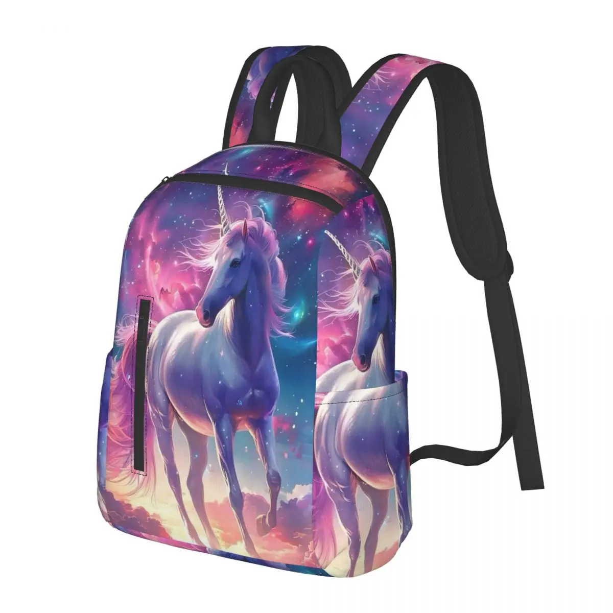 Starry Sky Galactic Colorful Unicorn Student Backpack School Bag Hiking Travel Daypack for Men Women Bookbag Shoulder Bags