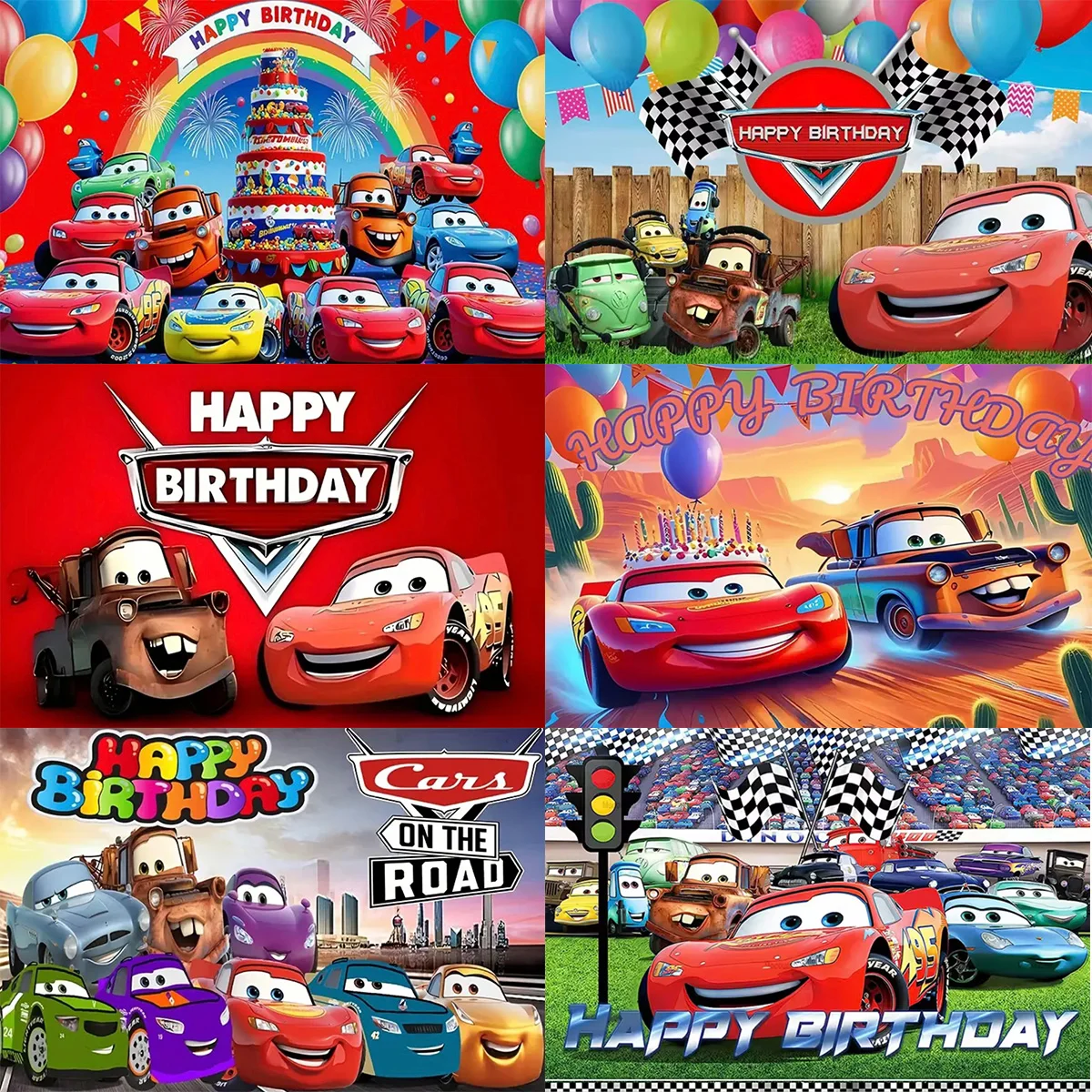

Disney Cars 2 Theme Kids Birthday Party Banner Backdrop Mcqueen Movie Red Lightning Car Cake Table Decor Props Party Supplies