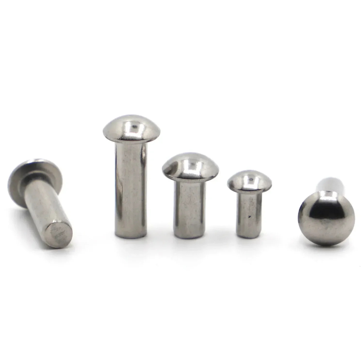 10-50pcs 304 Stainless Steel Solid Round Head Rivet M0.8 M1 M1.2 M1.4 M1.6 M2 M2.5 M3 M4 M5 M6 Alloy Self-plugging Rivet GB867