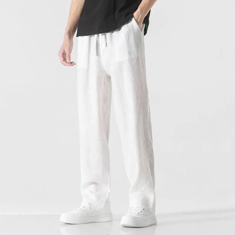 

Summer Men's Casual Pants Ultra-thin Comfortable Drape Trousers Chinese Wind Cotton and Linen Breathable Pants