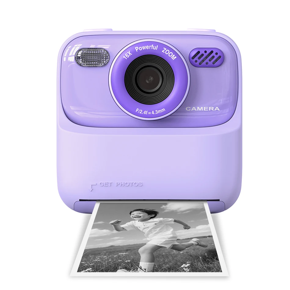Pocket Thermal Photo Printer Children Instant Print Camera Digital Video 1080P HD Dual Lens for Boys Girls Gifts