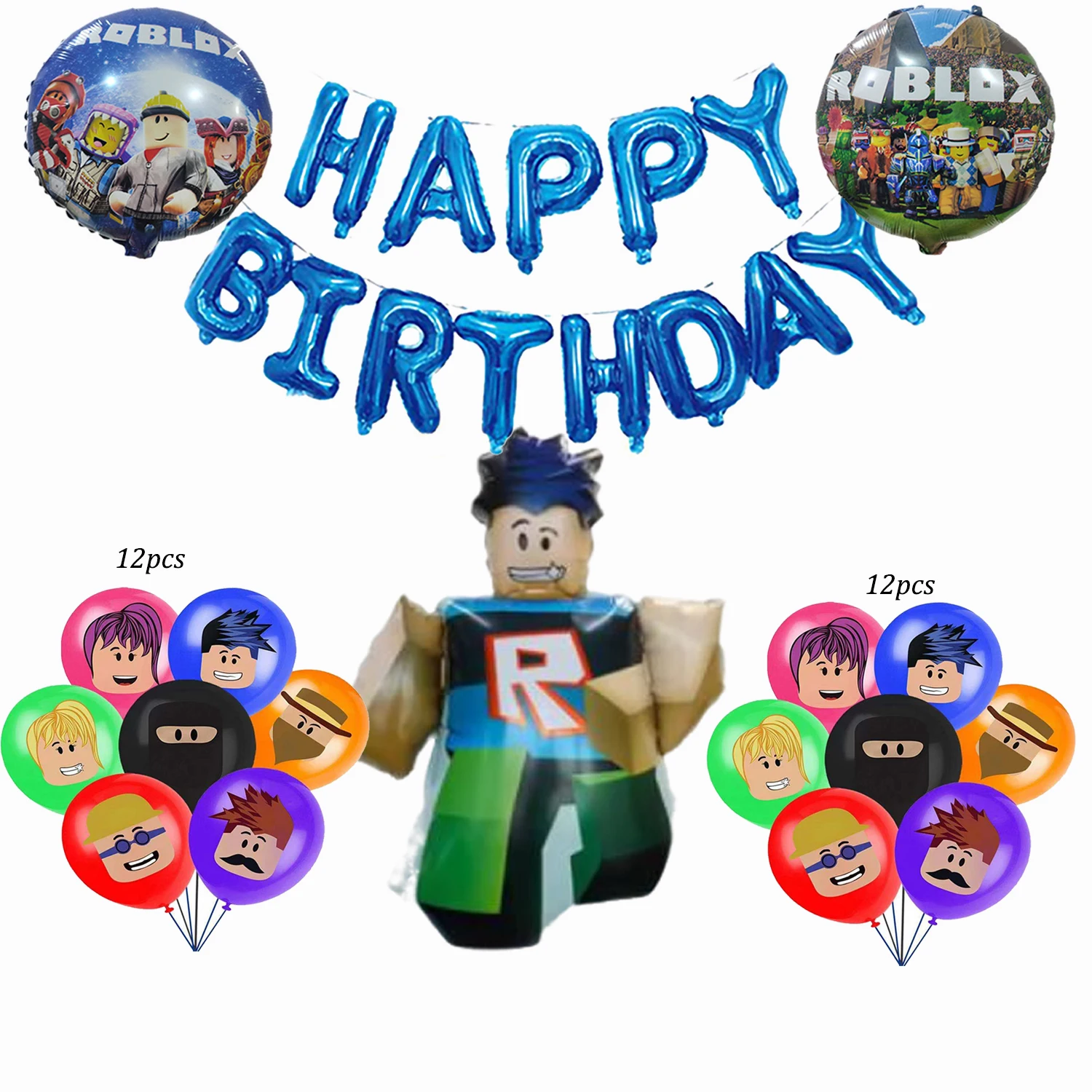 Roblox 생일 파티 풍선 라텍스 알루미늄 필름 풍선 세트 어린이를위한 베이비 샤워 생일 파티 장식 용품 선물