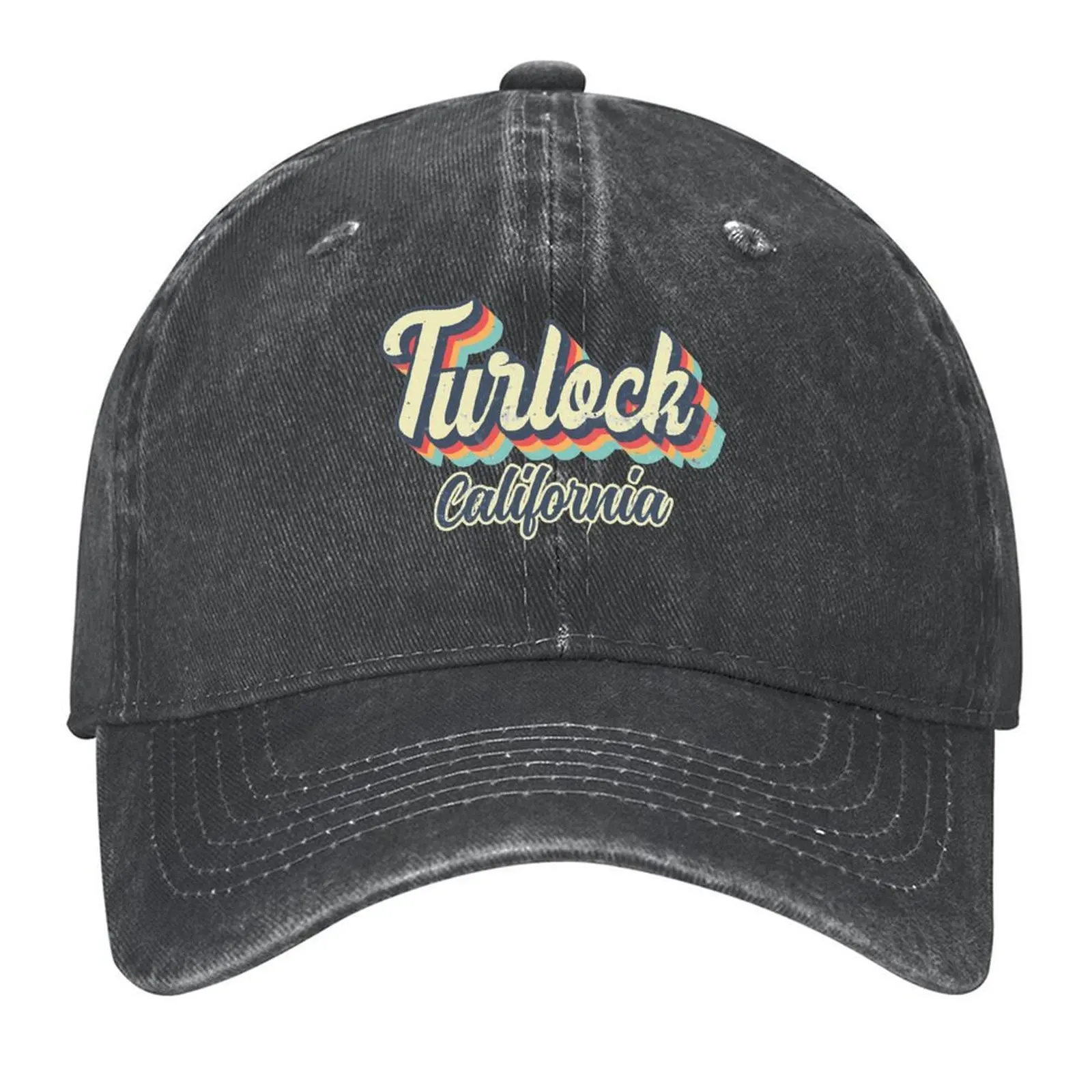 

Turlock City California Retro Vintage 70s rainbow Baseball Cap Anime Hat dad hat custom caps cute Golf Wear Men Women's