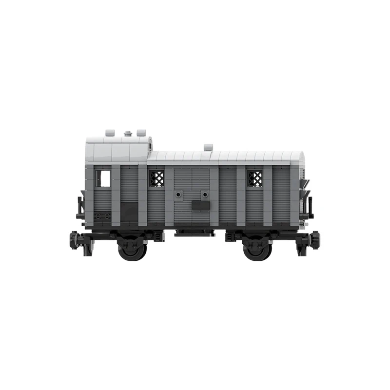 MOC 8 Wide European Military Escort Freight Wagon Building Blocks Vintage Cargo Brake Van Model Bricks Toy Gift For Adults