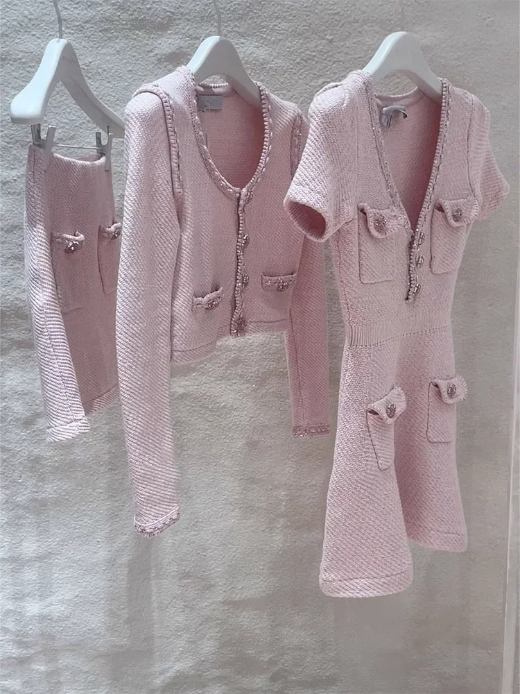 الوردي قطعتين مجموعة الدراما الكورية Sle المرأة Faion ربيع 2025 Ele Ladylike الشبابية لينة الرياح الدكتور البدلة #1