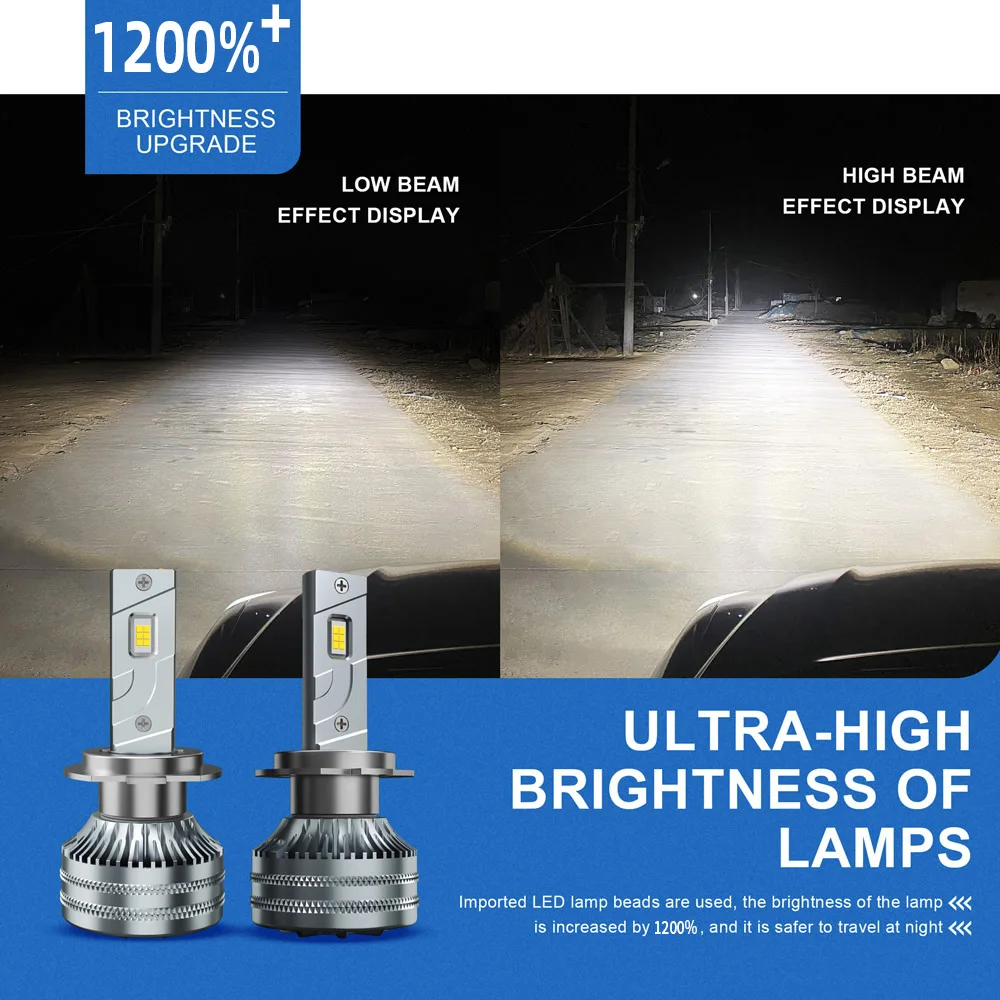 H1 H7 LED المصباح 1200 واط 260000LM Led Canbus مصابيح السيارة H4 H8 H11 HB3 HB4 9005 9006 مصابيح الضباب 6000 كيلو أضواء صمام ثنائي للسيارة 12 فولت h7led #5