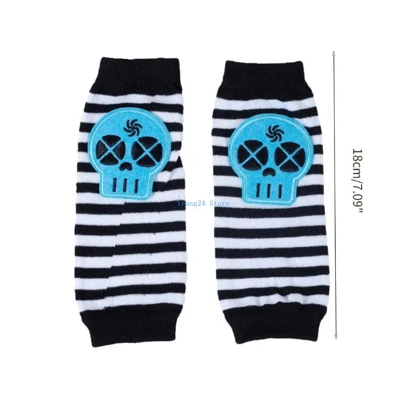 P8DB Punk Fingerless Gloves Striped Sleeve Gothic Wrist Gloves Colorful Gloves