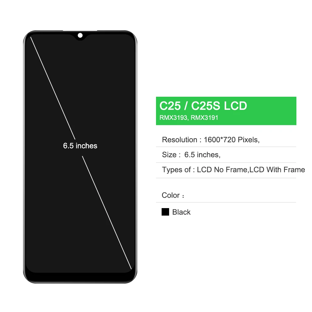 Screen for Oppo Realme C25 RMX3193 RMX3191 Lcd Display Digital Touch Screen with Frame for OPPO Realme C25s RMX3195 RMX3197