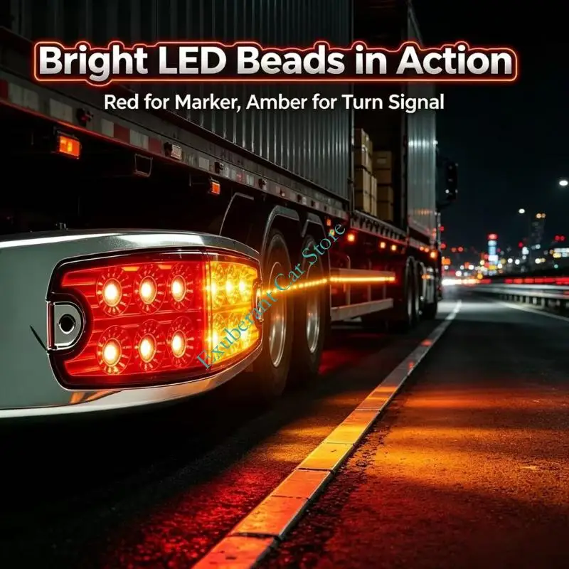 LED Vehicle Side Marker Lights Two-Color 2-Light Pair with Split Lenses Two-Tone Exterior Trim and 12-24V Input for TruckTrailer