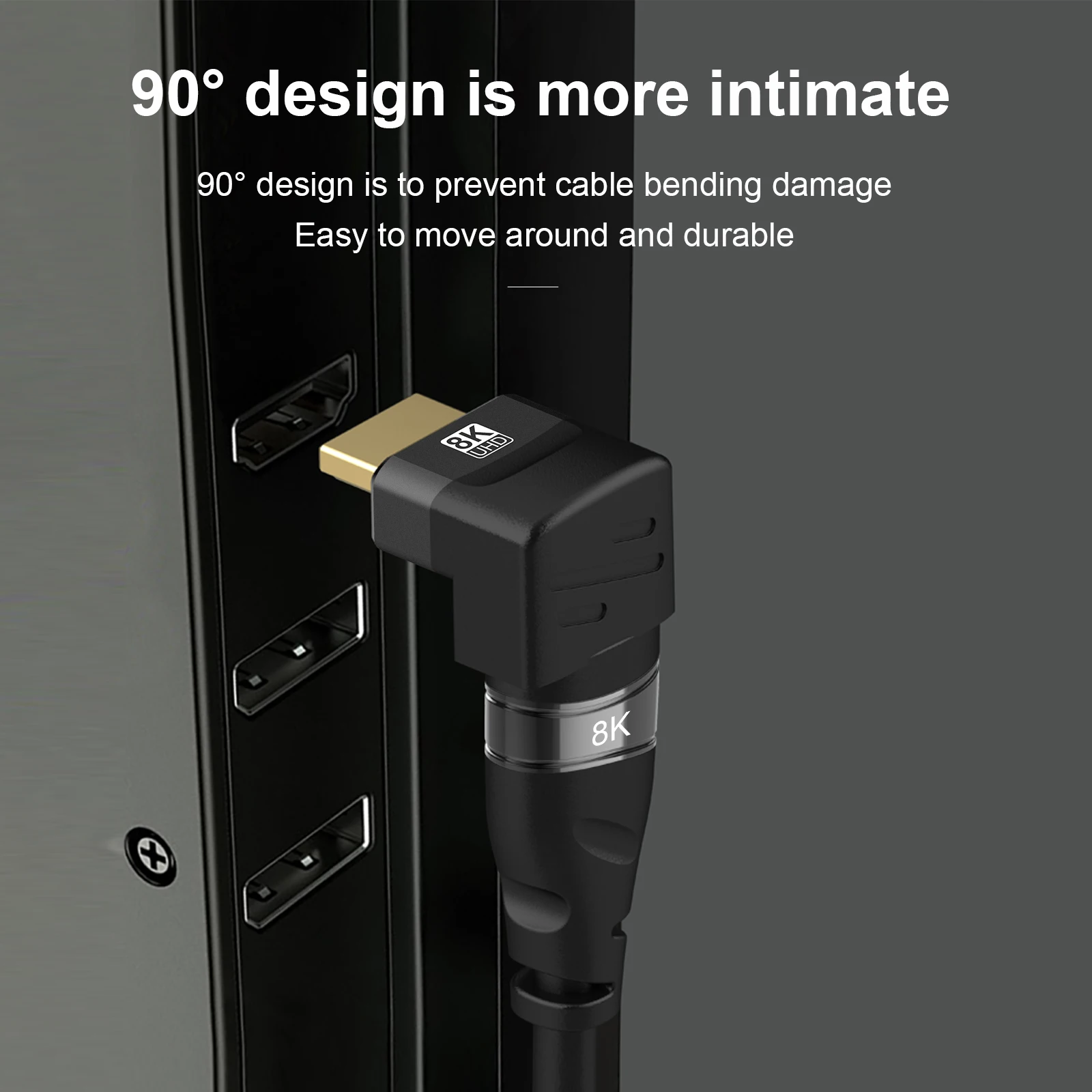 HDMI-kompatibler Stecker auf Buchse Extender 90/270 Grad rechtwinkliger Adapter 8K 60Hz 4K 120Hz 48Gbps HDR Video für PS5 Laptop HD TV – Detail 6