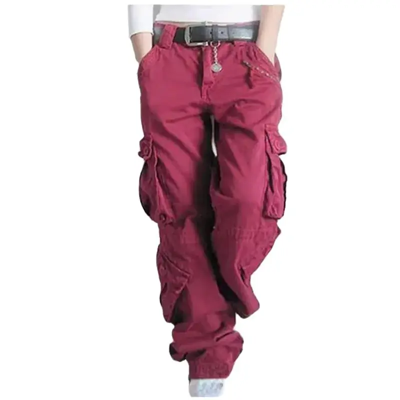 

Fashion Women Cargo Pants Pocket Cotton HipHop Leisure Trousers Loose Baggy Military Army Tactical Wide Leg Joggers Plus Size XL