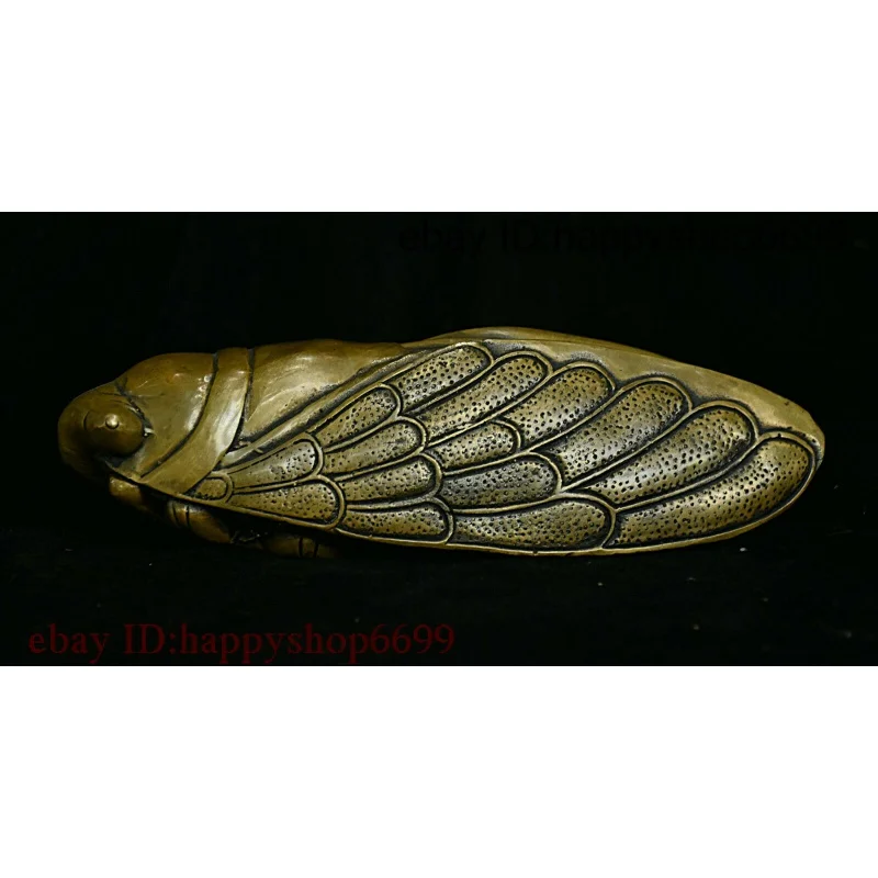 

Old dynasty China Fengshui Bronze Copper Cicada Auspicious decoration statue