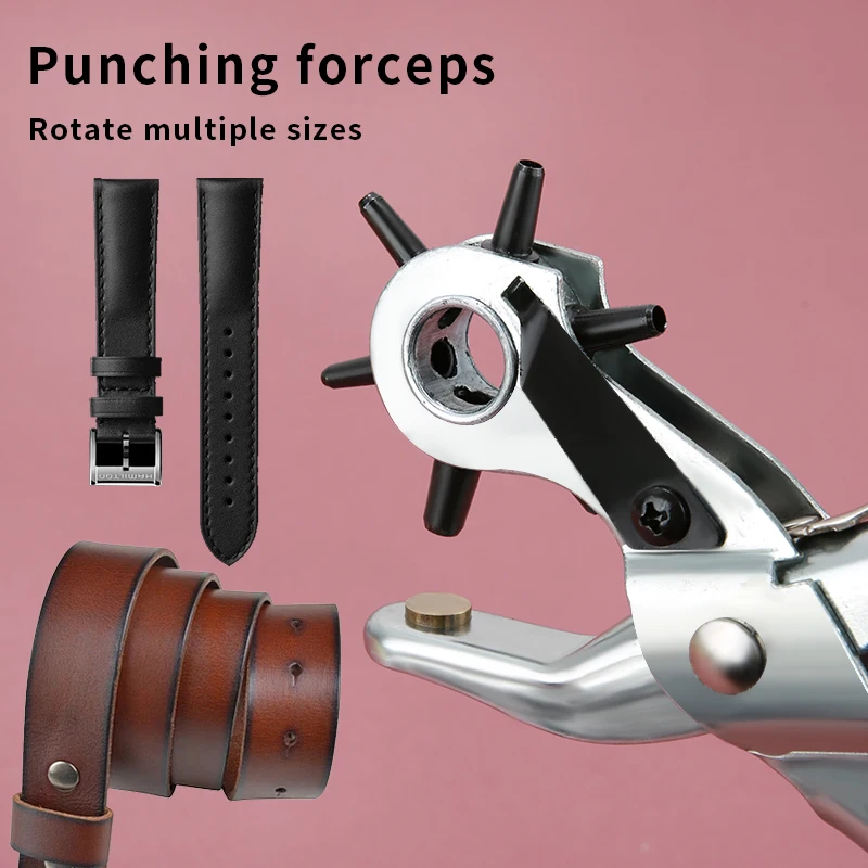

1pc Heavy Duty 9" Belt Hole Puncher, 6 Size Rotary Leather Punch Tool for Thick Belts, Professional Leather Craft Tool