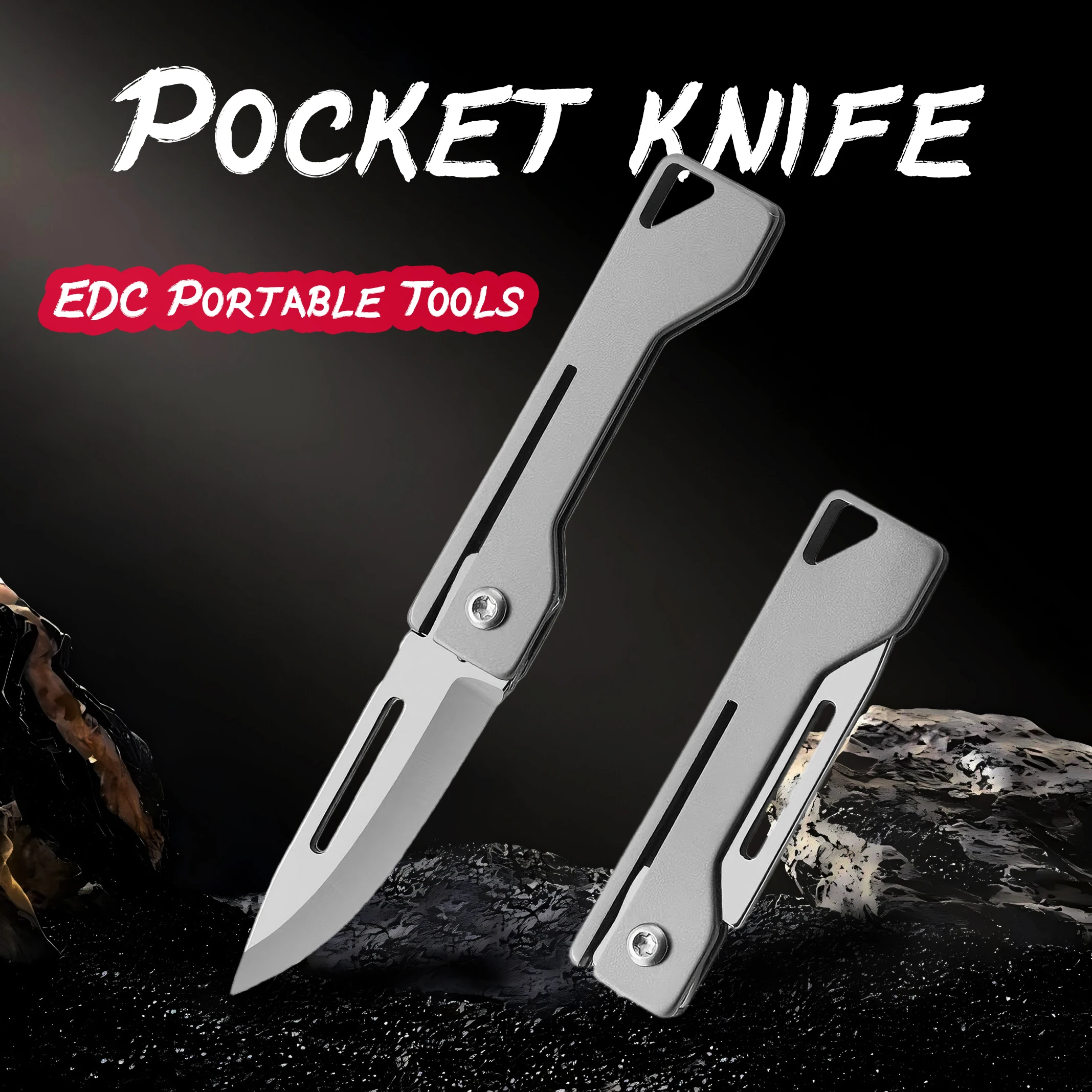 Titanium alloy portable pocket knife, small multi-functional folding knife, EDC multi-tool, outdoor camping self-defense tool