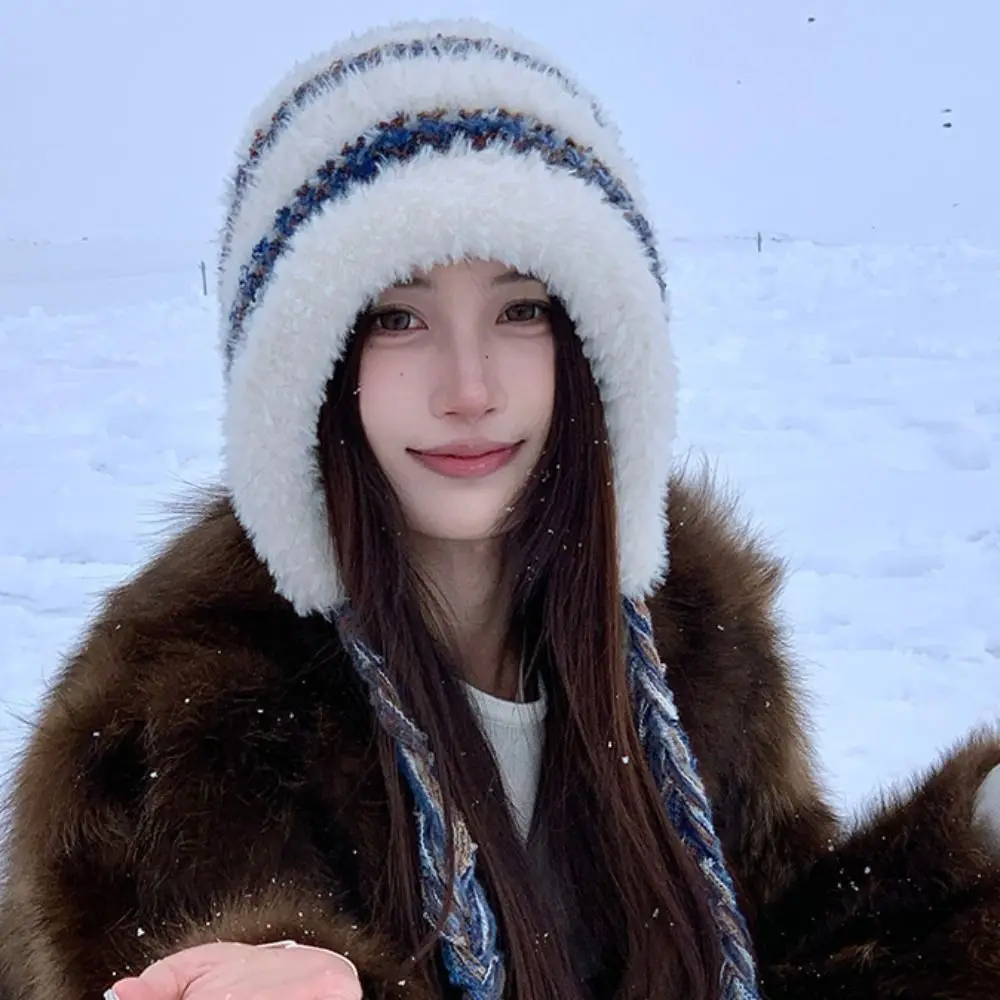 หมวกป้องกันหูสไตล์เกาหลีอเนกประสงค์ หมวกกันลม หมวกผ้ากำมะหยี่นุ่ม หมวกบีนนี่นุ่มสบายระบายอากาศได้ดี หมวกบีนนี่สำหรับกิจกรรมกลางแจ้ง