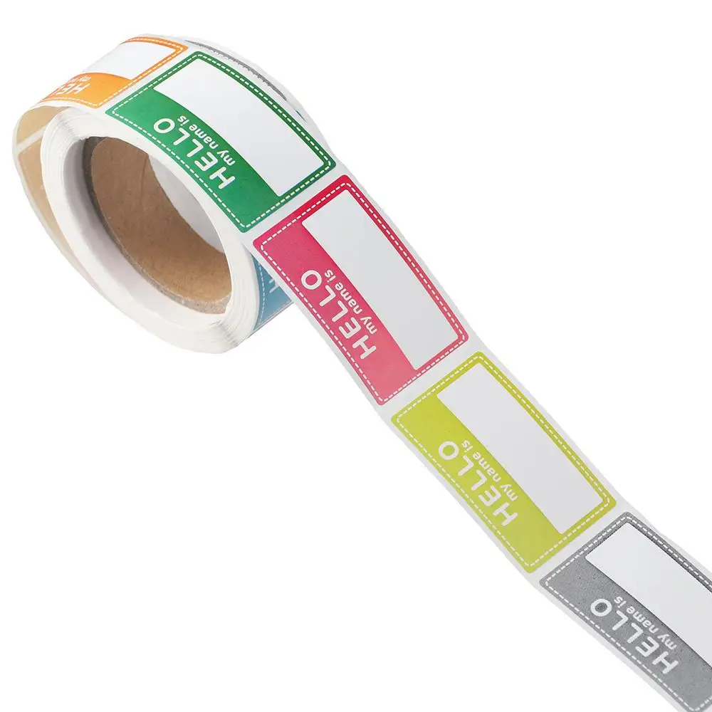 ملصقات وعلامات أسماء فارغة ذاتية اللصق ، مرحبا ملصقات اسمي ، ملصق للحفلات ، المنزل ، 8 ألوان ، من الخارج ، من الخارج